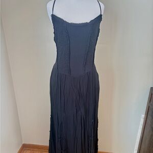 FREE PEOPLE Black Open Back Spaghetti-Strap Maxi Dress